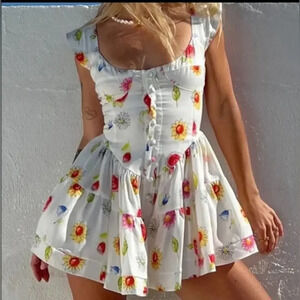 NWT Vanessa Mooney Elisabeth Romper Dress White Flower Dress Size 1X